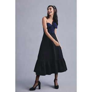Anthropologie Hutch Bow-Tie Maxi Dress Blue 14 NWT